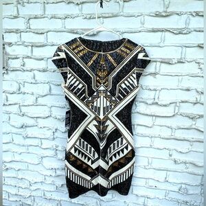 Express black, gold & white dress.